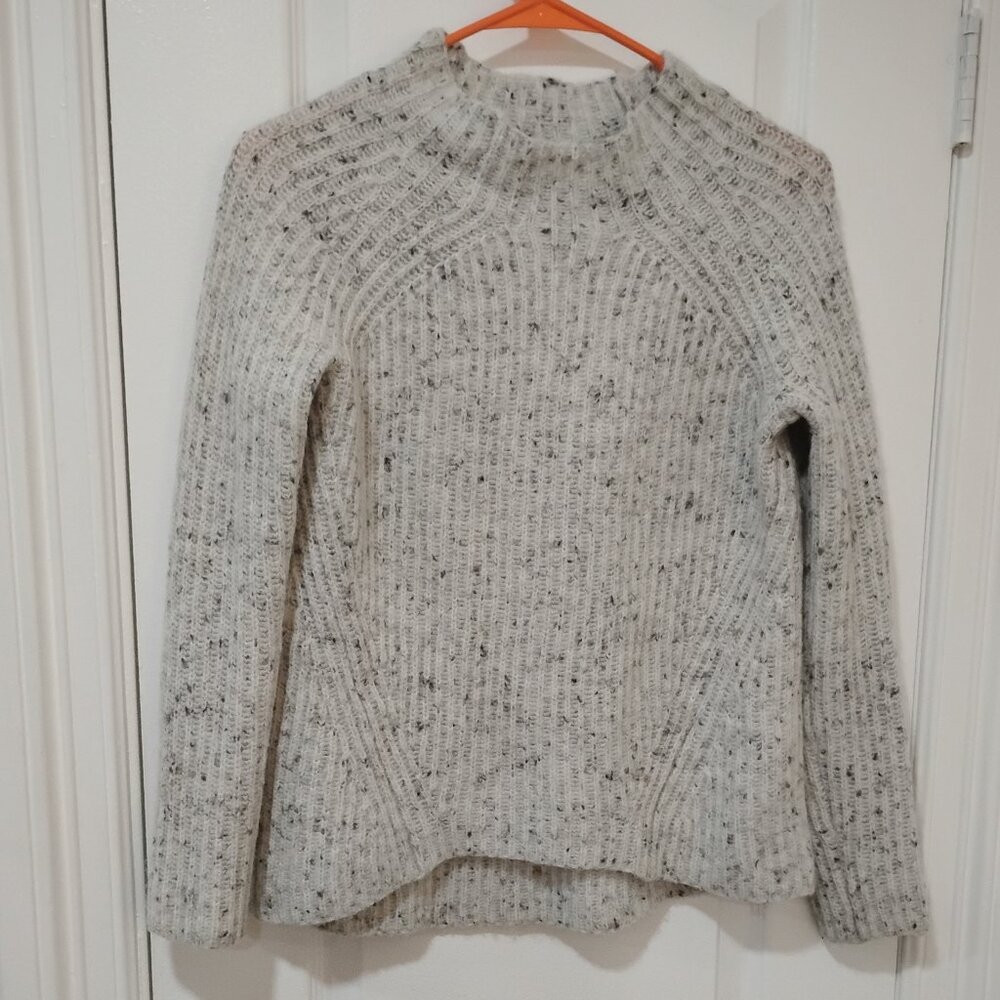 Madewell DonegalNorthfield Sweater Speckled Cream Soft Wool Pullover Size XXS
